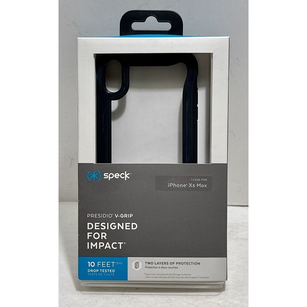 Speck Presidio V-Grip Series Impact Case For Apple iPhone Xs Max Clear/Black NIB